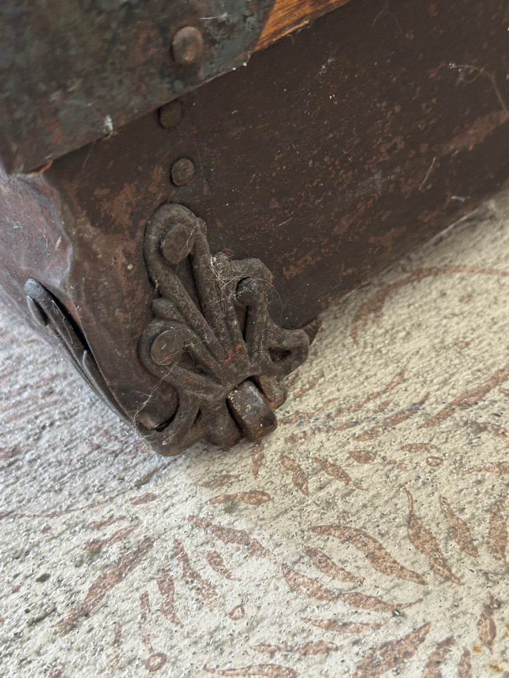 Antique Flat-Top Steamer Trunk with Corbin Lock – $275