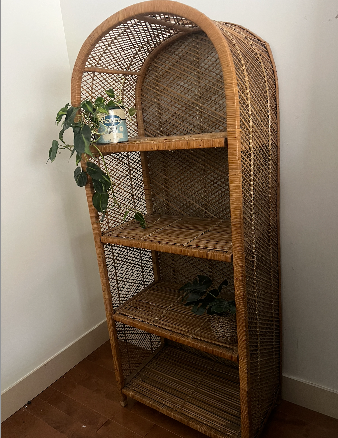 Arched Rattan / Wicker Bookshelf