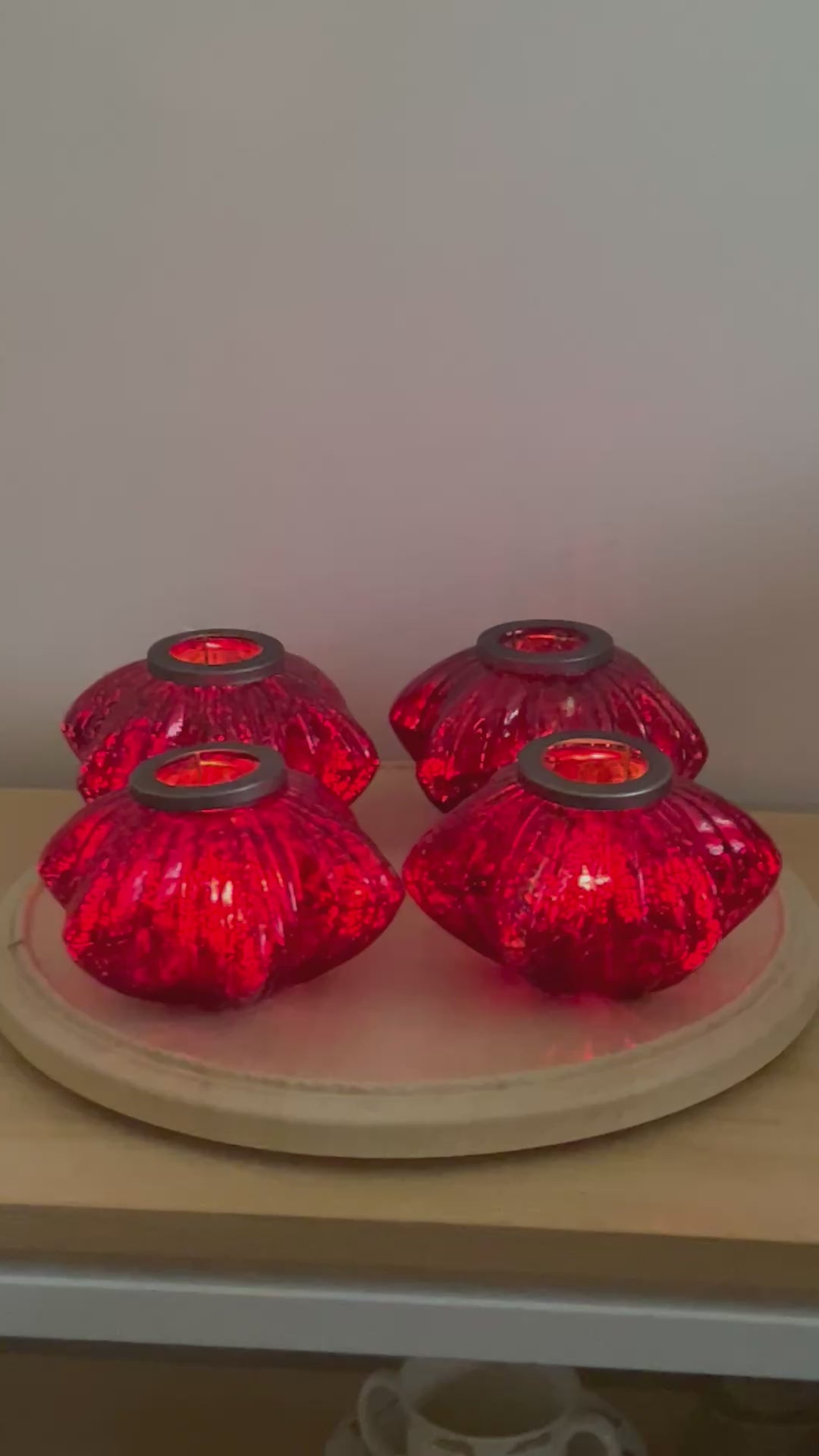 Red Mercury Glass Star Candle Holders – Christmas / Holiday Décor (Set of 4)